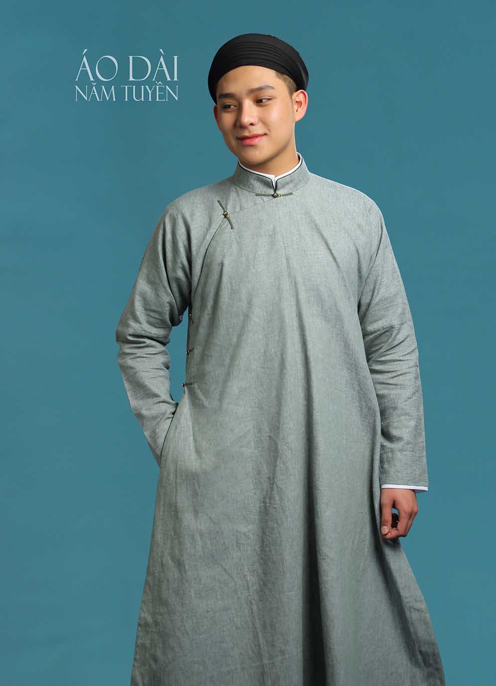 Áo dài nam truyền thống ngũ thân màu xanh mint trẻ trung