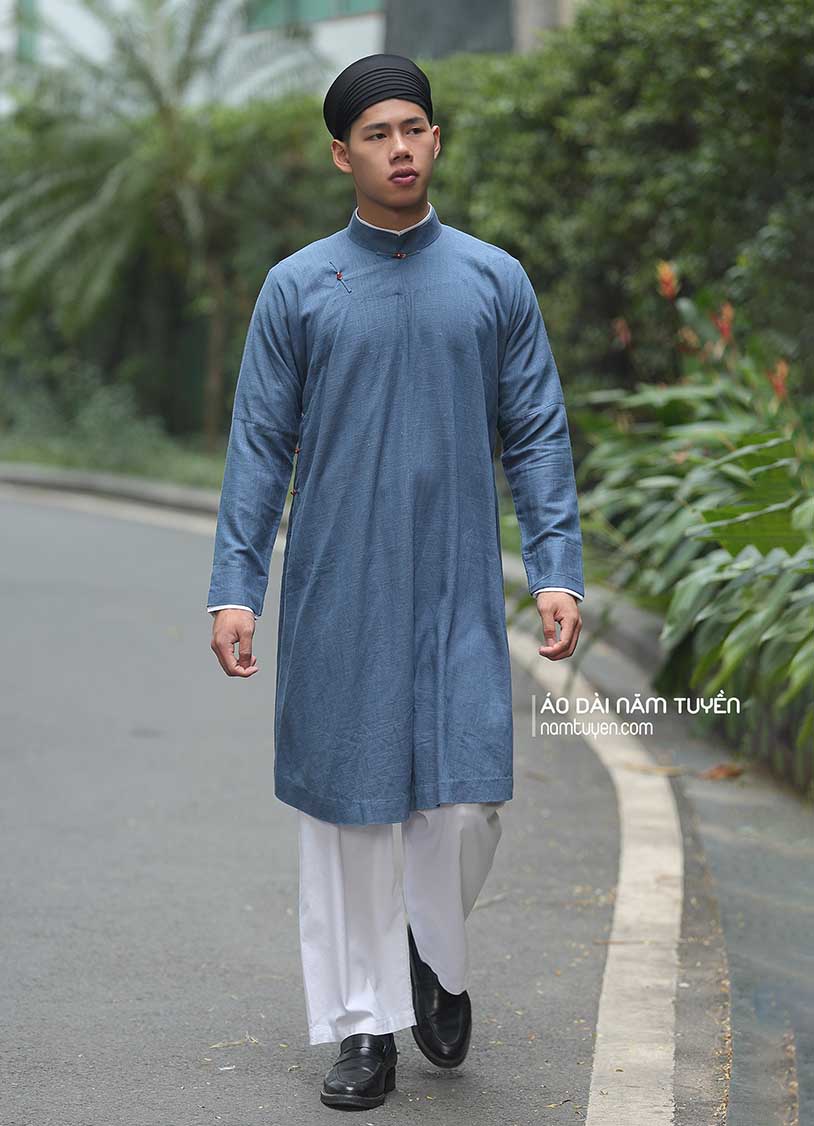 Thiết kế áo dài nam tay chẽn ngũ thân may đo chuẩn form