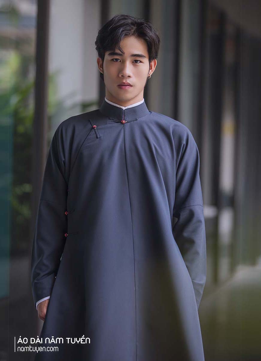 Áo Dài Ngũ Thân Nam truyền thống Màu Xám 
