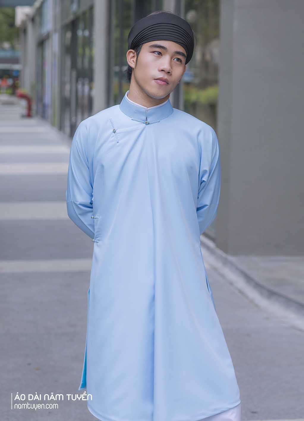 Áo Dài Ngũ Thân Nam truyền thống Màu xanh biển trẻ trung