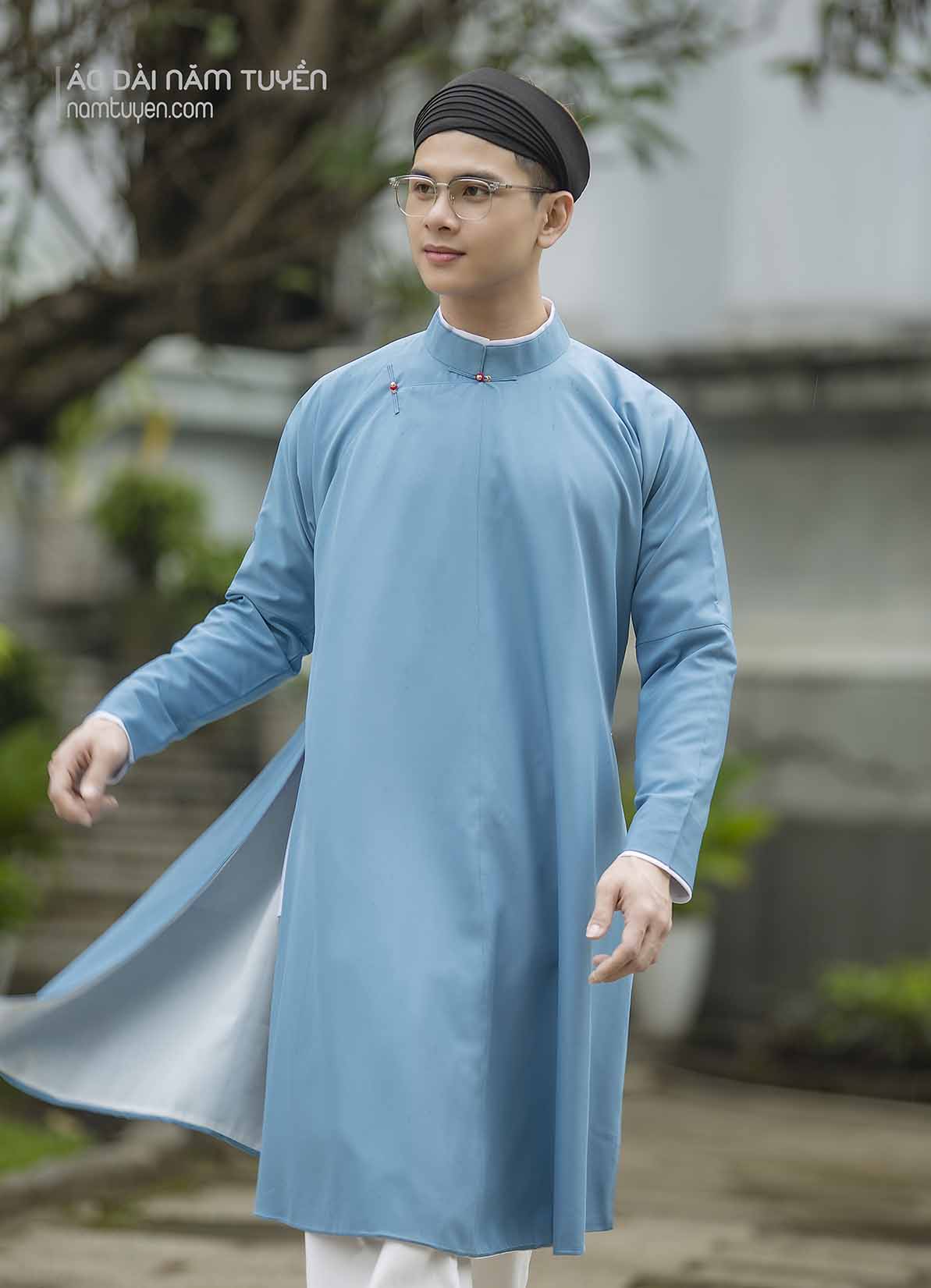 Áo Dài Ngũ Thân Nam truyền thống Màu xanh 589