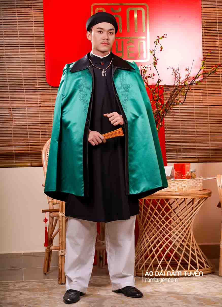 Áo khoác nam khoác ngoài áo ngũ thân xanh lá phối đen lịch lãm