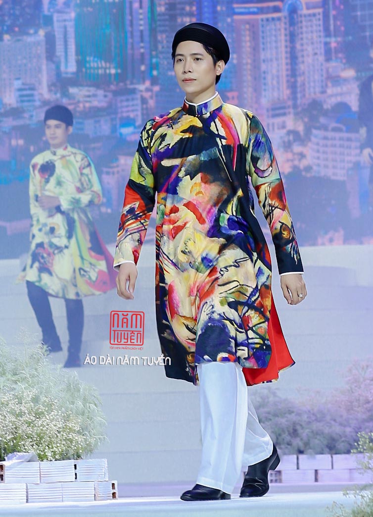 Áo dài nam ngũ thân họa tiết in hiện đại nhiều lựa chọn